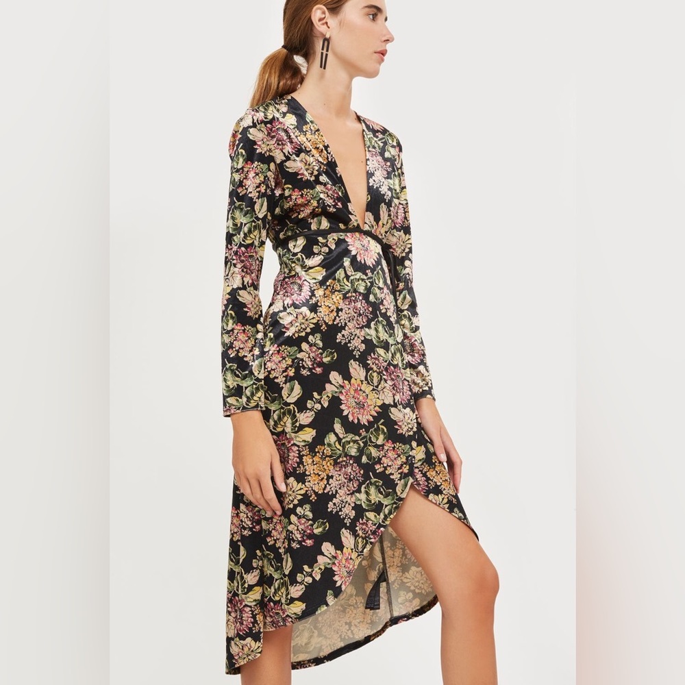 TopShop Floral Wrap Plunge Dress